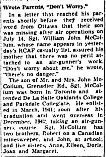 Newspaper clipping headed Wrote Parents, Don't Worry